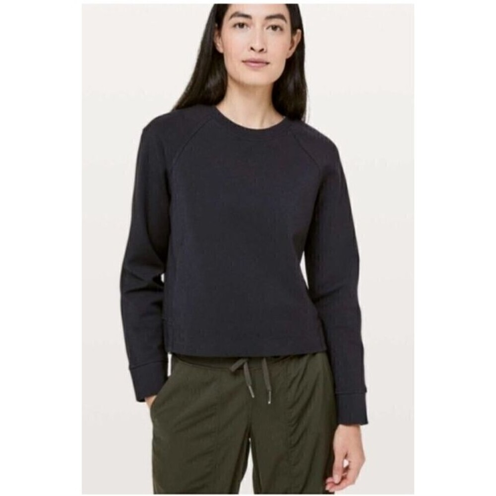 Lululemon Athletica Womens Long Sleeve On-Track Crew Pullover Sweatshirt Black 6